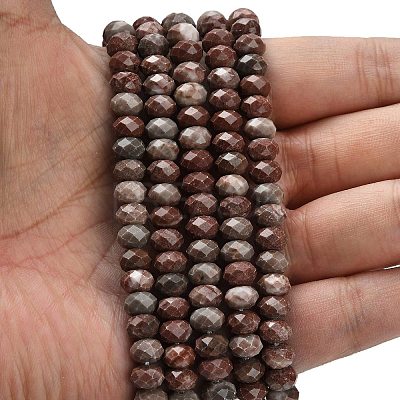 Natural Red Line Jasper Beads Strands G-Z111-A48-1