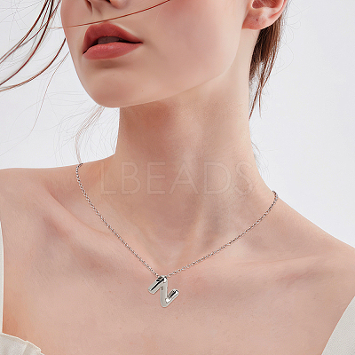 1pc Brass Chain with Alloy Letter Pendants Necklaces NJEW-LP0001-41Z-P-1