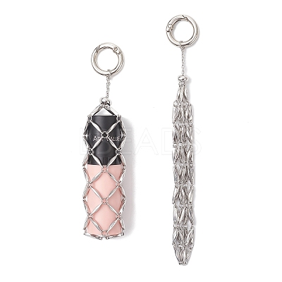 304 Stainless Steel Macrame Pouch Empty Stone Holder Pendant Decorations SA-CJ5EA2-02-1
