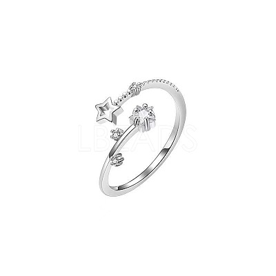 Alloy with Crystal Rhinestone Cuff Open Rings for Women FS-WG2A069-01-1