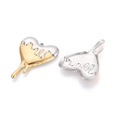 304 Stainless Steel Melting Heart Pendants X-STAS-T073-73GP-1
