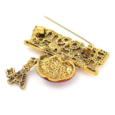 Christmas Theme Golden Zinc Alloy with Rhinestone Brooches JEWB-B018-01AG-05-1