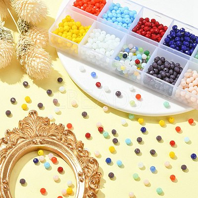 10 Grids 10 Styles Opaque Solid Color Glass Beads Strands EGLA-YW0001-45-1