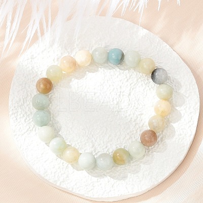Natural Flower Amazonite Beads Stretch Bracelets BJEW-F380-01-B09-1