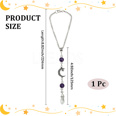Natural Amethyst & Alloy Pendant Decorations HJEW-WH20009-03A-1