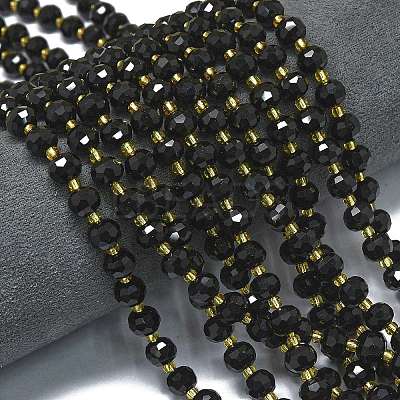 Natural Dyed & Heated Black Agate Beads Strands G-K389-E25-01-1