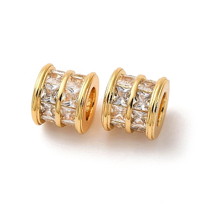 Brass Micro Pave Clear Cubic Zirconia European Beads KK-F898-12G-1