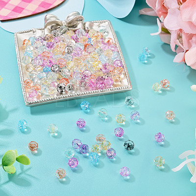 240Pcs 8 Colors Crackle Transparent Glass Beads GLAA-TA0004-19-1