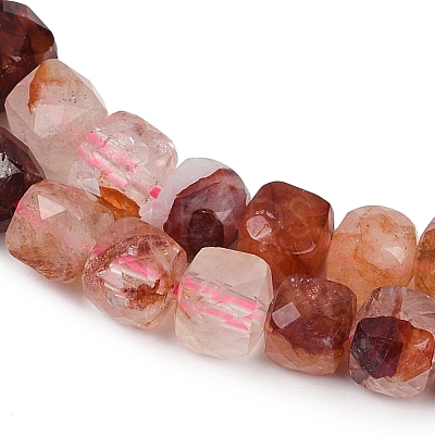 Natural Red Hematoid Quartz/Ferruginous Quartz Beads Strands G-H078-C44-6mm-1