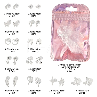 2 Pairs Alloy Stud Earrings for Women EJEW-FS0001-27E-1