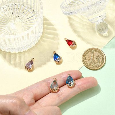 5Pcs 5 Colors Transparent Glass Pendants GLAA-FS0002-74-1