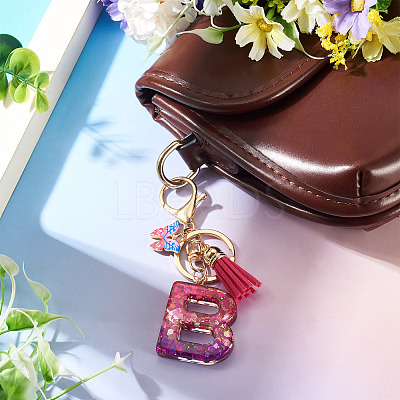 Alloy Resin Butterfly Keychains KEYC-TADJ0002-02G-B-1