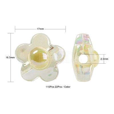 110Pcs 5 Colors Transparent Acrylic Beads TACR-LS0001-05-1