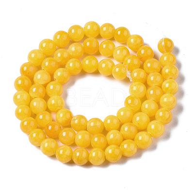 Natural Dyed Yellow Jade Gemstone Bead Strands G-R271-6mm-Y07-1