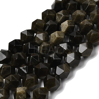 Natural Golden Sheen Obsidian Beads Strands G-Z119-A10-03-1