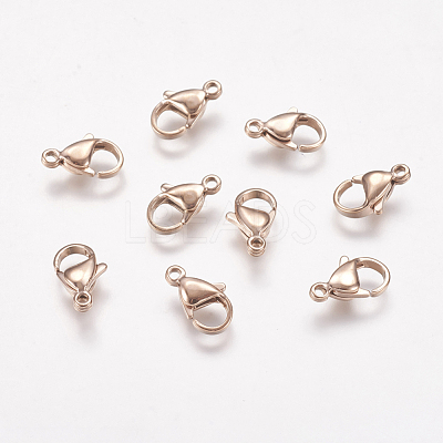 Ion Plating(IP) 304 Stainless Steel Lobster Claw Clasps STAS-P185-12-RG-1