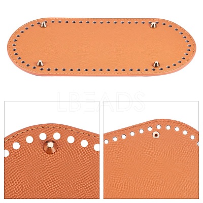 PU Leather Oval Long Bottom for Knitting Bag FIND-WH0032-01B-1