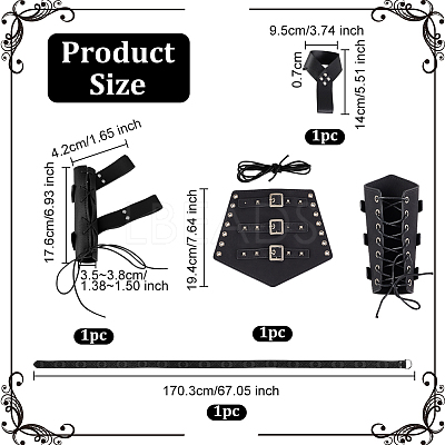 PU Leather Cord Bracelet & Chain Belt AJEW-OC0004-77B-1
