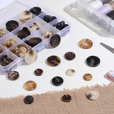 110Pcs 15 Styles Resin Button BUTT-CY0001-41-1