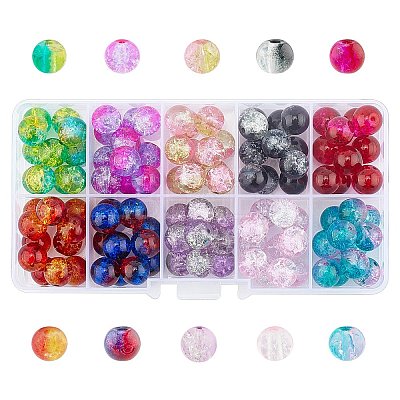 Round Transparent Crackle Glass Beads CCG-X0006-10mm-B-1