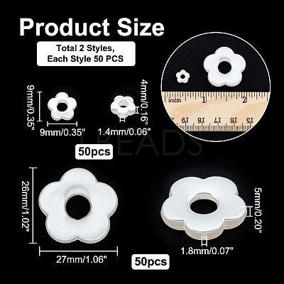 100Pcs 2 Style ABS Plastic Imitation Pearl Beads OACR-AR0001-11-1