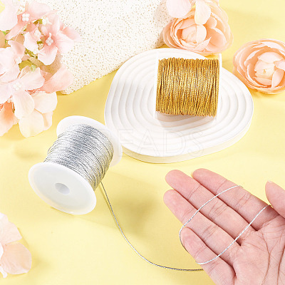2 Rolls 2 Colors 15-Ply Round PET Metallic Thread MCOR-TA0001-03E-1