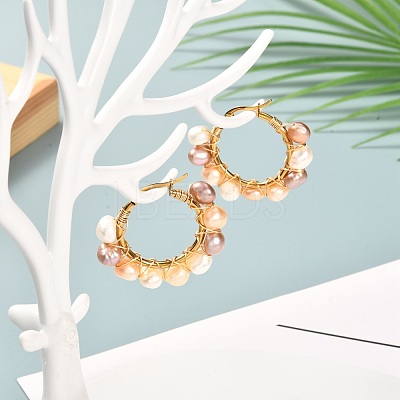 4 Pairs Vintage Natural Pearl Beads Earrings for Girl Women EJEW-JE04643-1