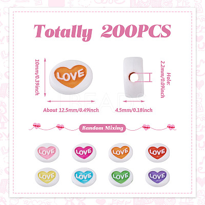 200Pcs Valentine's Day Opaque Acrylic Beads MACR-CW0001-13-1