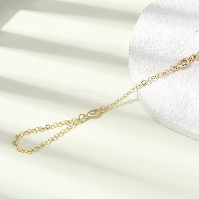 Brass Micro Pave Cubic Zirconia Mittens Bracelets BJEW-C156-01G-03-1