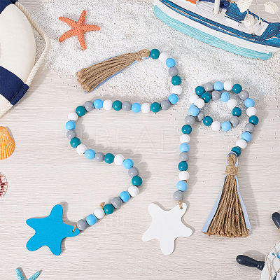 2Pcs 2 Colors Wood Beads Pendant Decorations AJEW-CP0006-33A-1