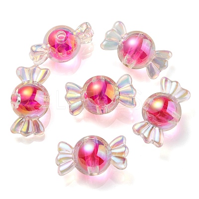 UV Plating Rainbow Iridescent Acrylic Beads PACR-E001-01E-1