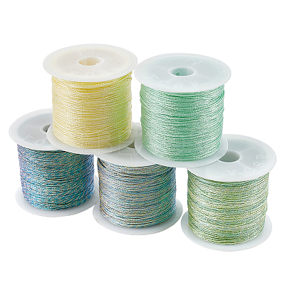 5 Rolls 5 Colors 6-Ply Polyester Metallic Thread OCOR-PH0002-10-1