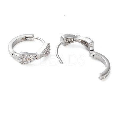 Brass Micro Pave Clear Cubic Zirconia Hoop Earrings LS-EJEW-S234-03P-1