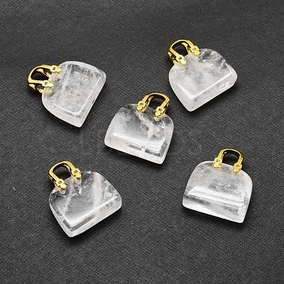Natural Quartz Crystal Brass Pendants KK-E274-01G-09-1