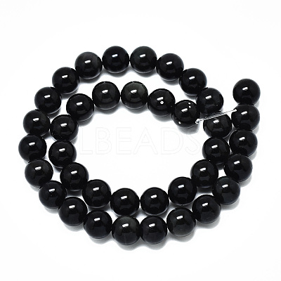 Natural Golden Sheen Obsidian Strands Beads G-R485-09-10mm-1