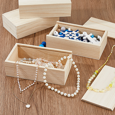 Rectangle Unfinished Wood Gift Storage Box LS-CON-WH0094-38A-1