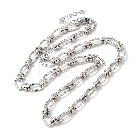 Non-Tarnish 304 Stainless Steel Oval Links Necklace for Women NJEW-B107-07P-02-1