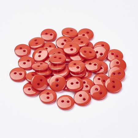 2-Hole Flat Round Resin Sewing Buttons for Costume Design BUTT-E119-18L-08-1