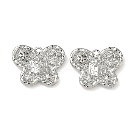 Christmas Brass Micro Pave Clear Cubic Zirconia Pendants KK-A280-03F-P-1