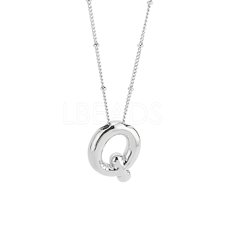 1pc Brass Chain with Alloy Letter Pendants Necklaces NJEW-LP0001-41Q-P-1