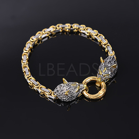 Vintage Alloy Viking Wolf Link Bracelets for Unisex WGCFB12-01-1