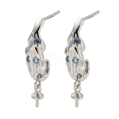 Rack Plating Brass Micro Pave Clear Cubic Zirconia Studs Earrings Finding KK-T072-11P-1
