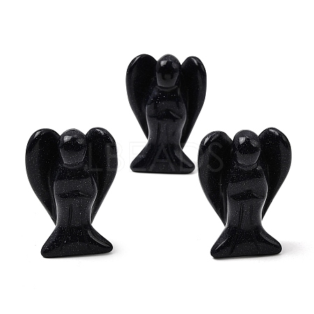 Synthetic Blue Goldstone Angel Figurine DJEW-N006-01A-38-1