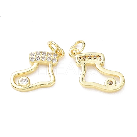 Brass & Cubic Zirconia Charms KK-G469-16G-1