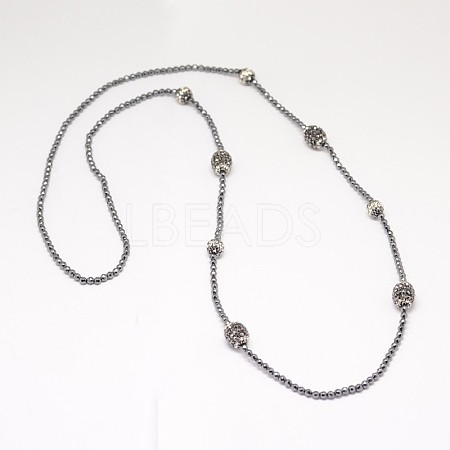 Non-Magnetic Synthetic Hematite Beaded Necklaces NJEW-L434-03B-1