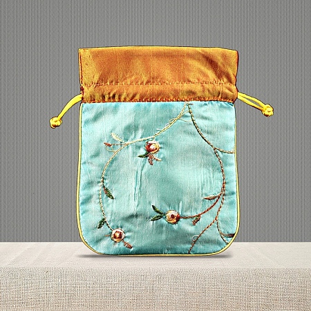 Chinese Style Brocade Drawstring Gift Blessing Bags PW-WG56623-08-1