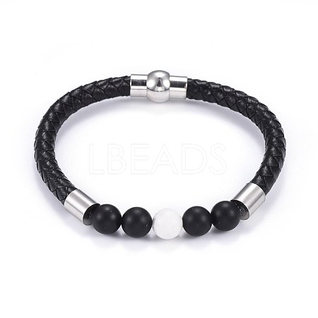 Men's Braided Leather Cord Bracelets BJEW-JB04253-02-1