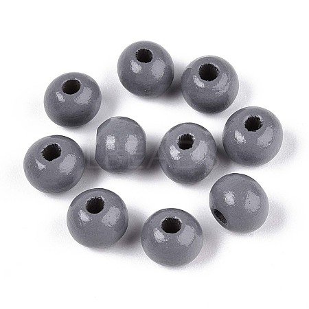 Spray Painted Round Natural Schima Wood Beads WOOD-A018-8mm-11-1