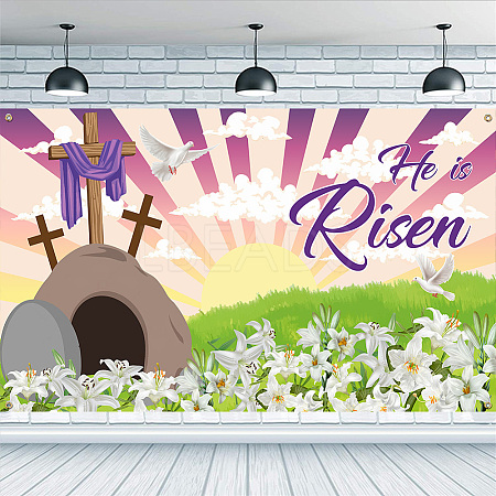 Easter Polyester Hanging Banner Sign AJEW-WH0190-057-1