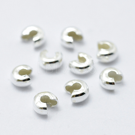 925 Sterling Silver Crimp Beads Cover STER-G027-27S-3mm-1